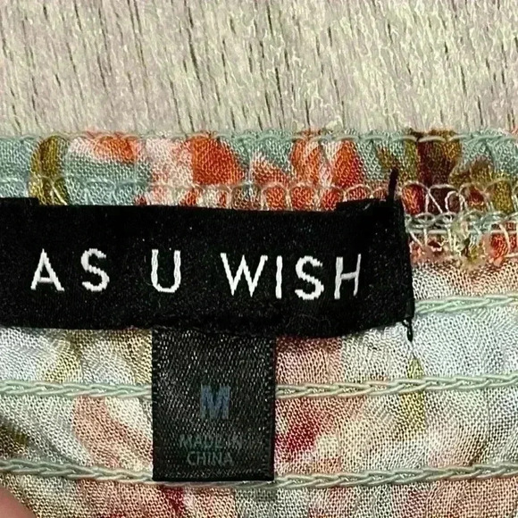 As U Wish Women’s Floral Sleeveless Button Tie-Front Mini Skater Dress Size M - Picture 3 of 9